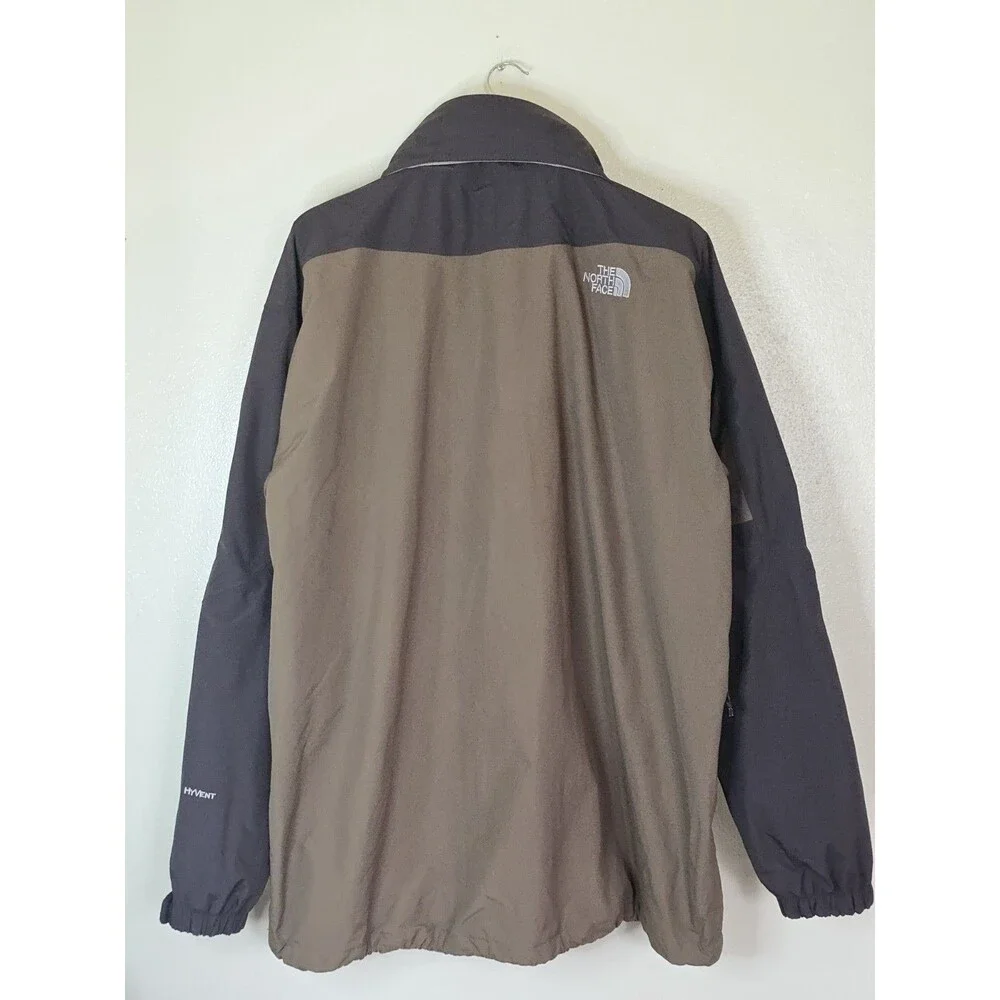The North Face HyVent Rain Shell Jacket Mens XXL Brown Tan Hooded Waterproof Y2K